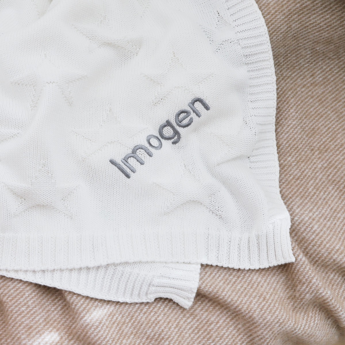 Personalised Ivory Star Jacquard Blanket