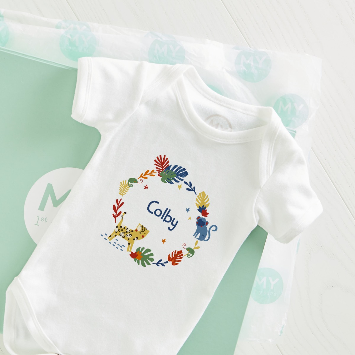 Personalised Safari Animals Wreath Bodysuit