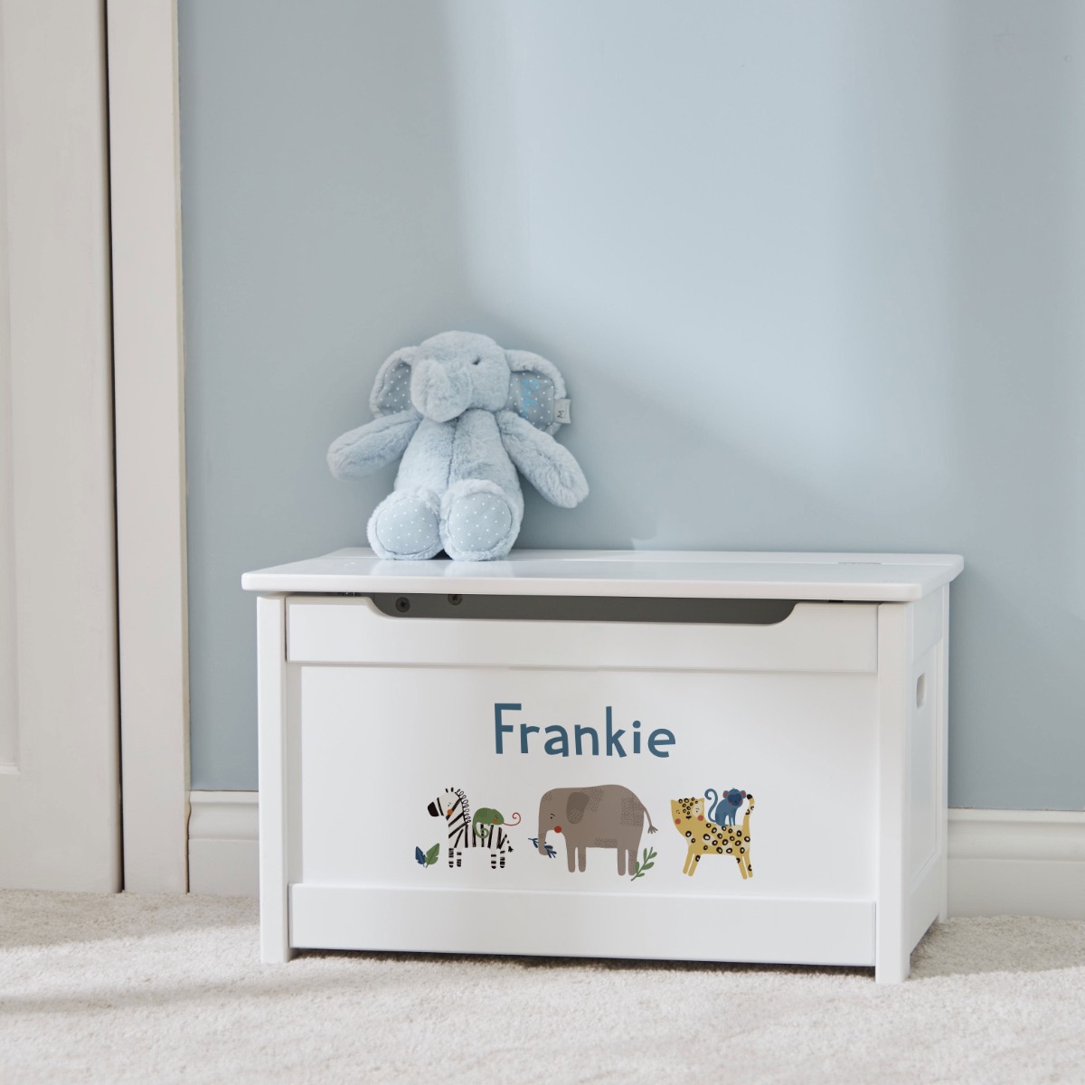 Personalised Safari Animal Design Panelled Toy Box