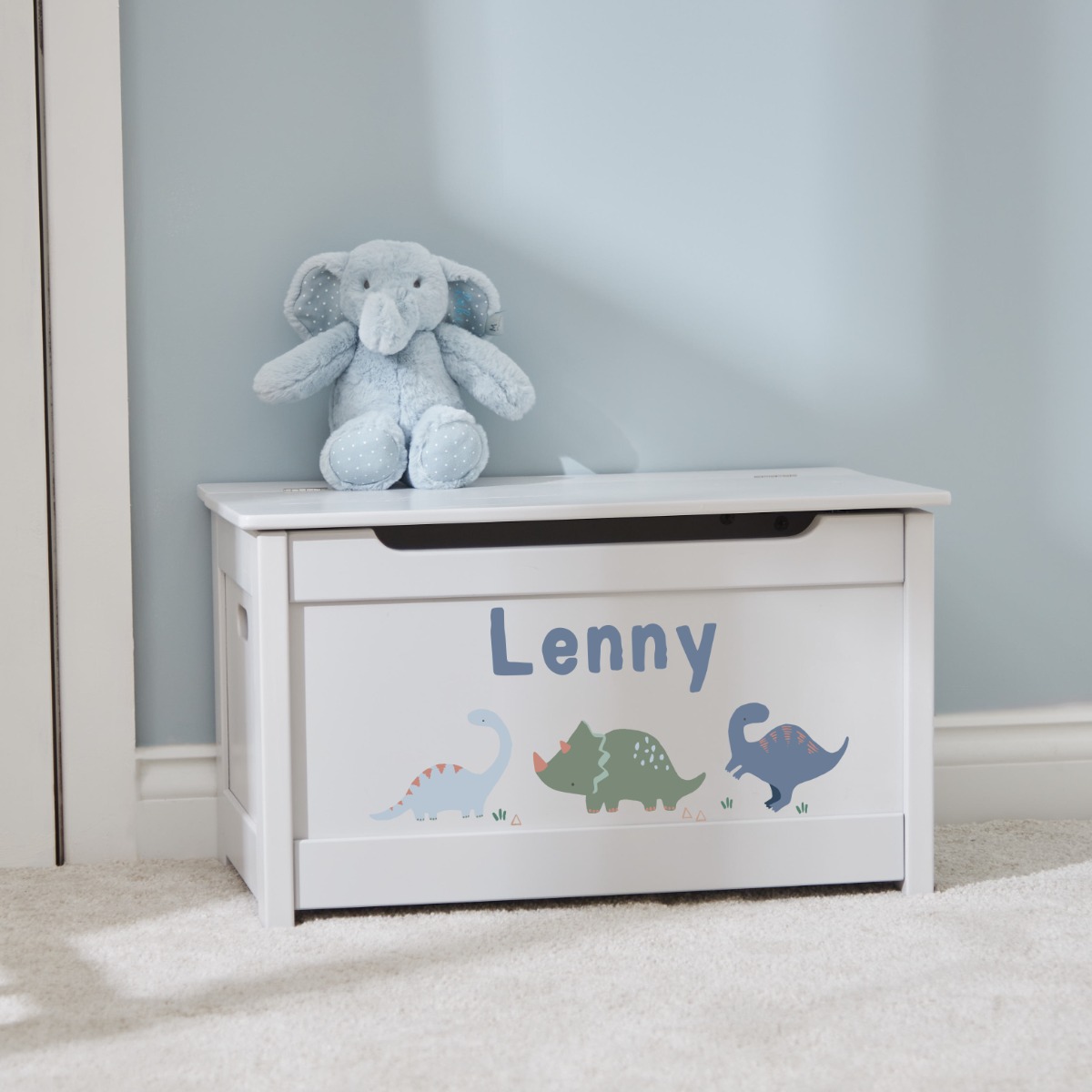 Personalised Three Dinosaur Design Panelled Toy Box