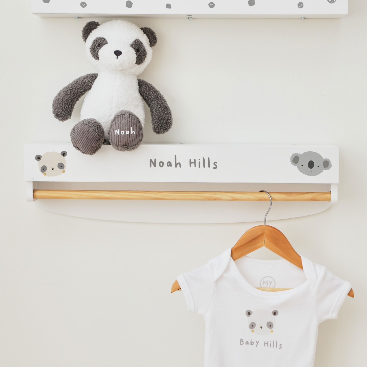 Personalised Koala and Panda Hanging Storage Shelf