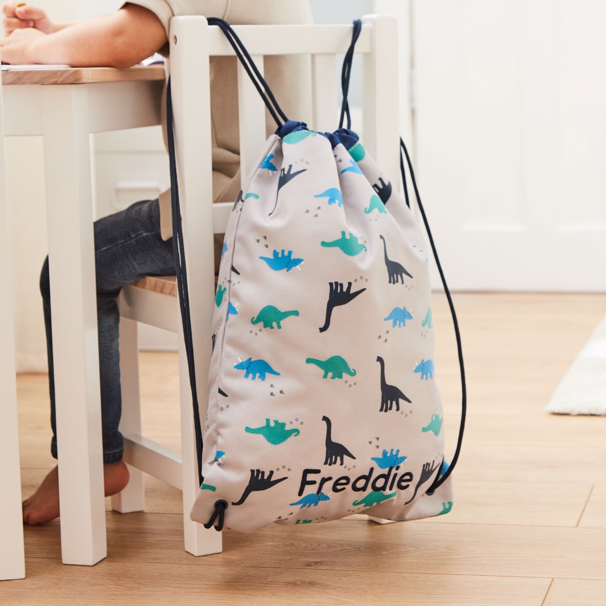 Personalised Dinosaur Print Drawstring Bag