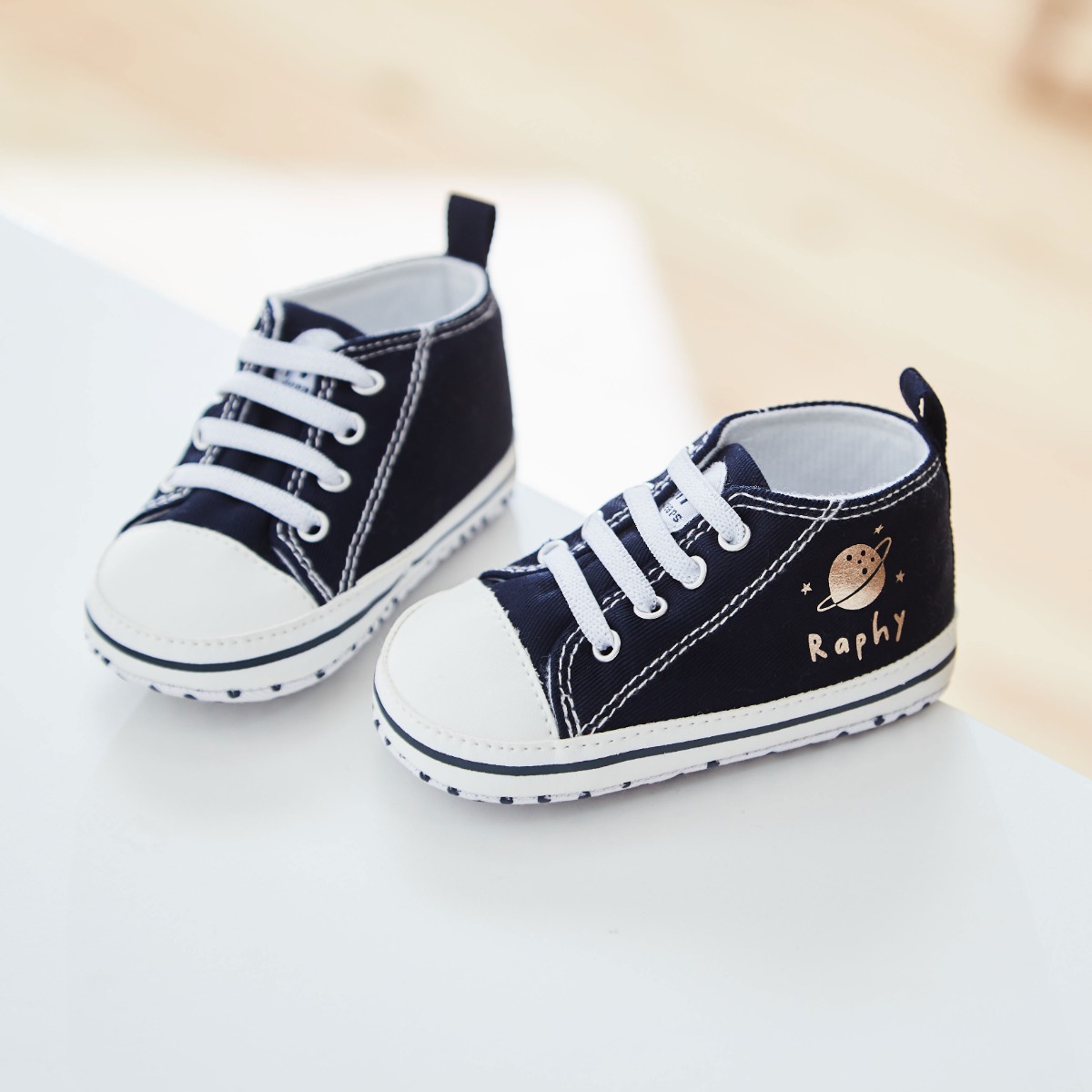 Personalised Space Baby High Top Trainers