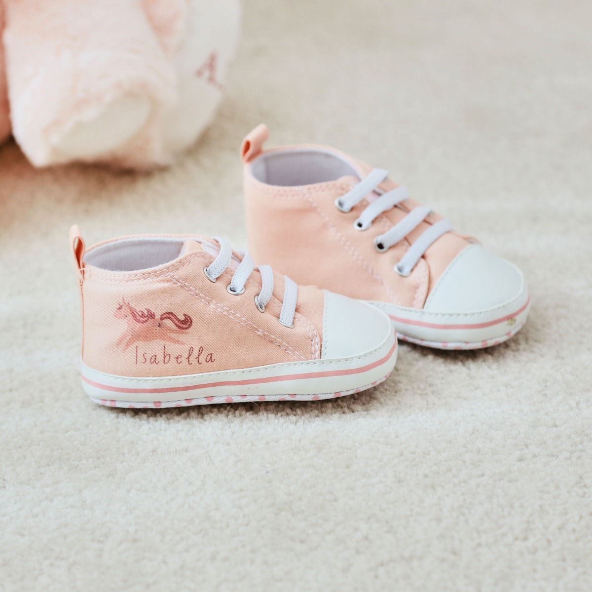 Personalised Unicorn Baby High Top Trainers