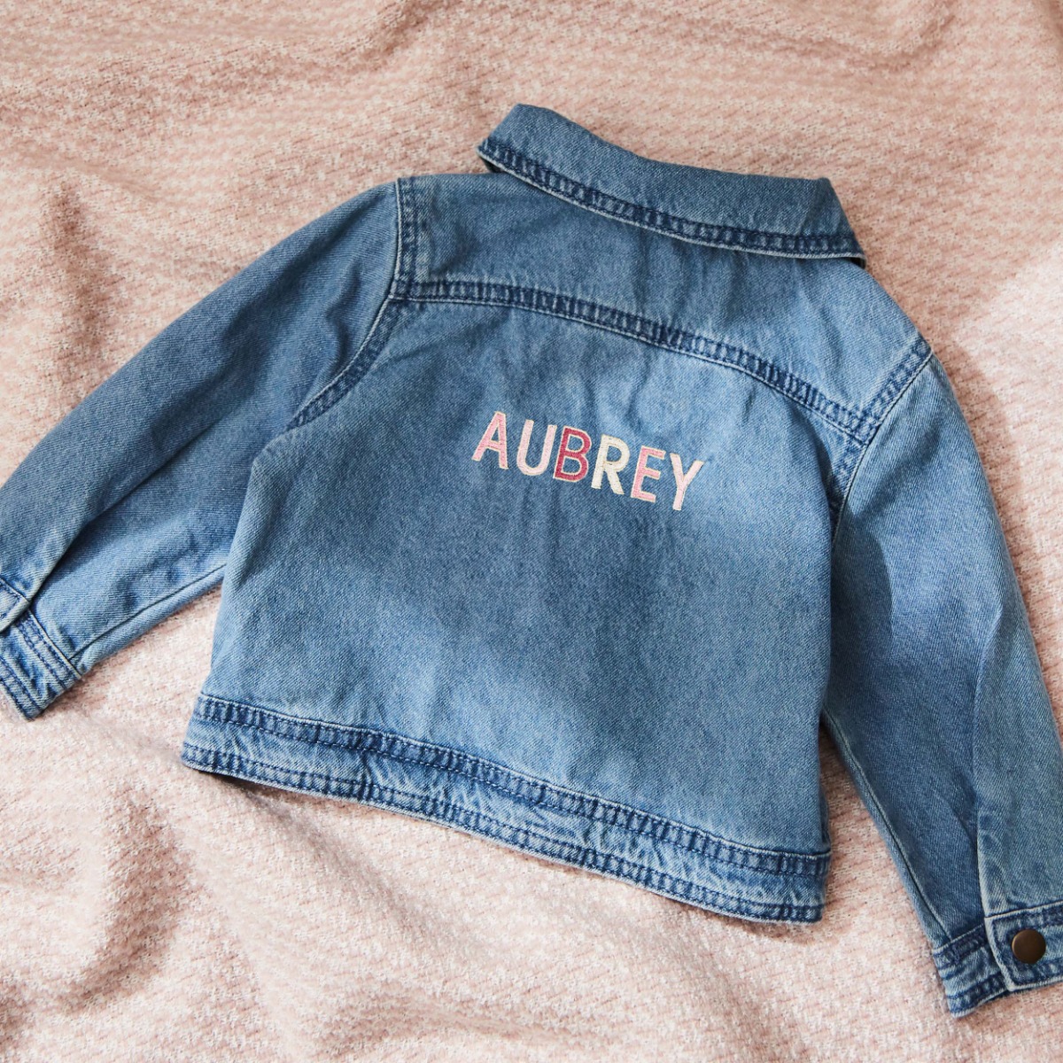 Personalised Glitter Letter Patch Denim Jacket