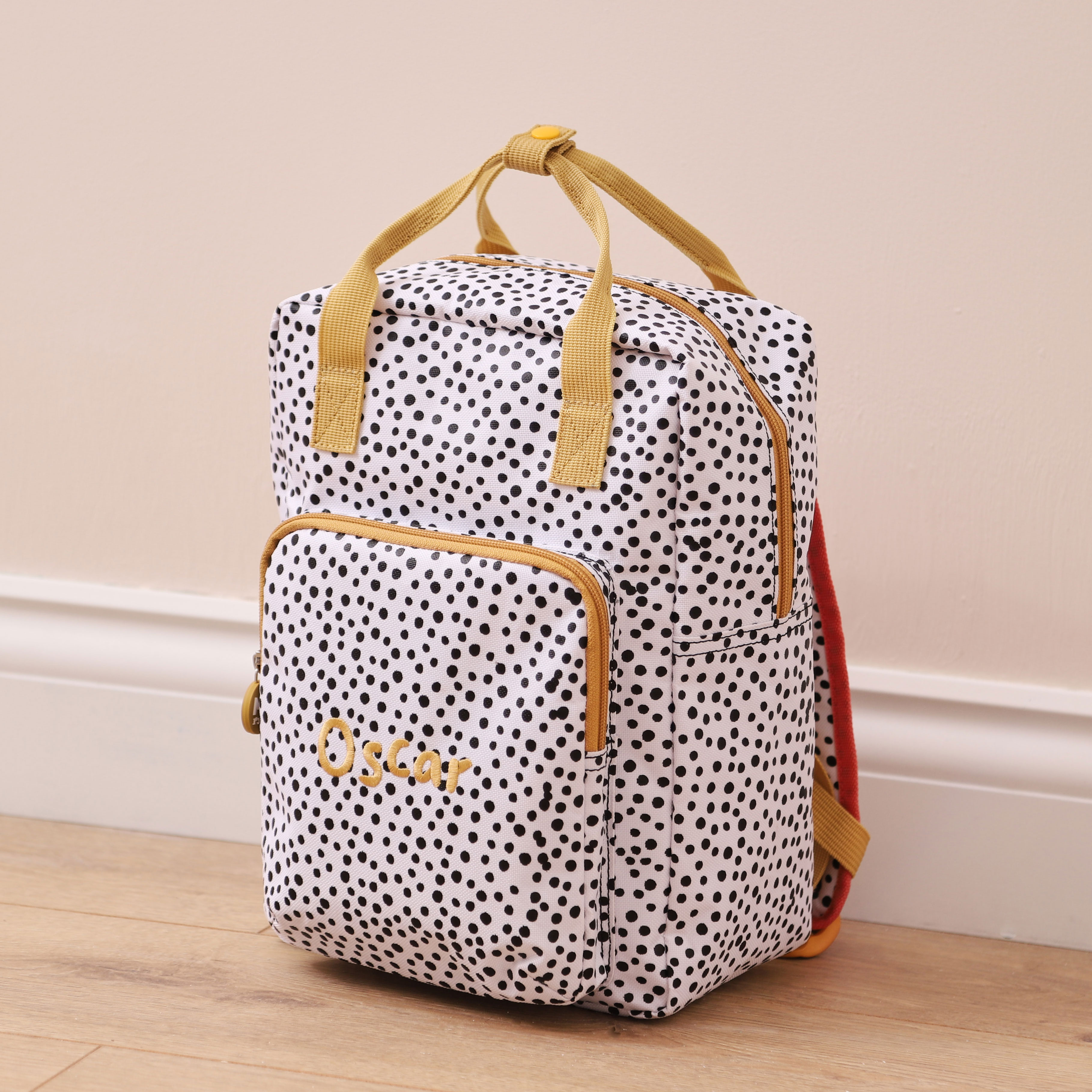 Personalised and Polka Dot Medium Backpack with Grab Handle