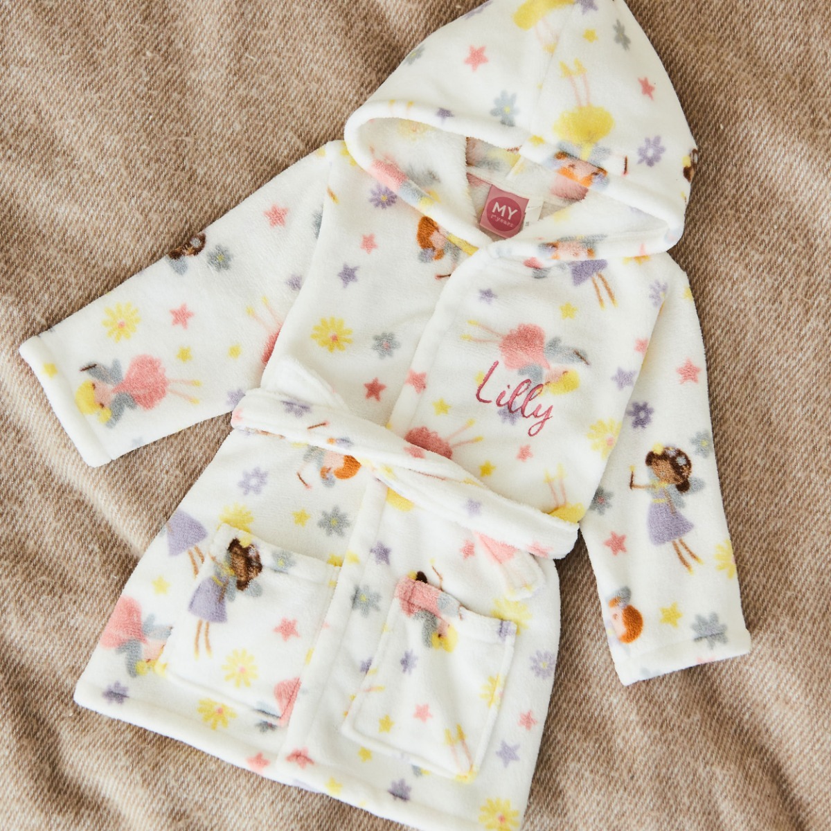 Personalised Multi-coloured Fairy Fleece Robe