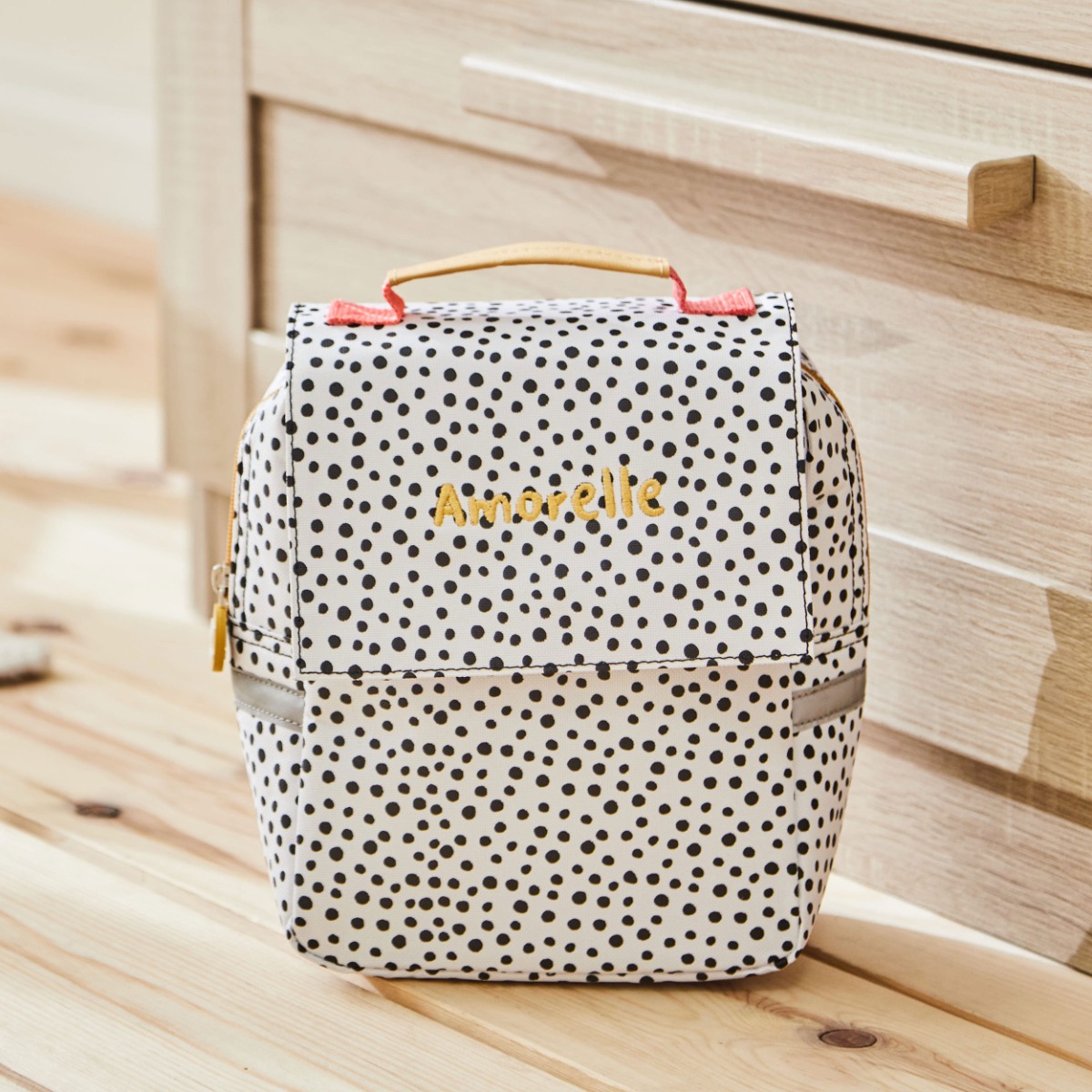 Personalised and Polka Dot Print Lunch Bag