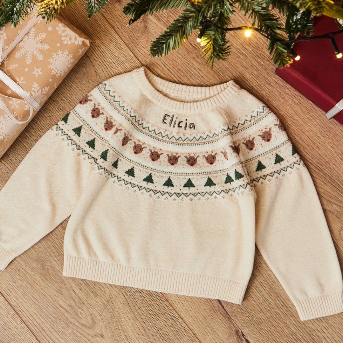 Personalised Neutral Fairisle Christmas Jumper