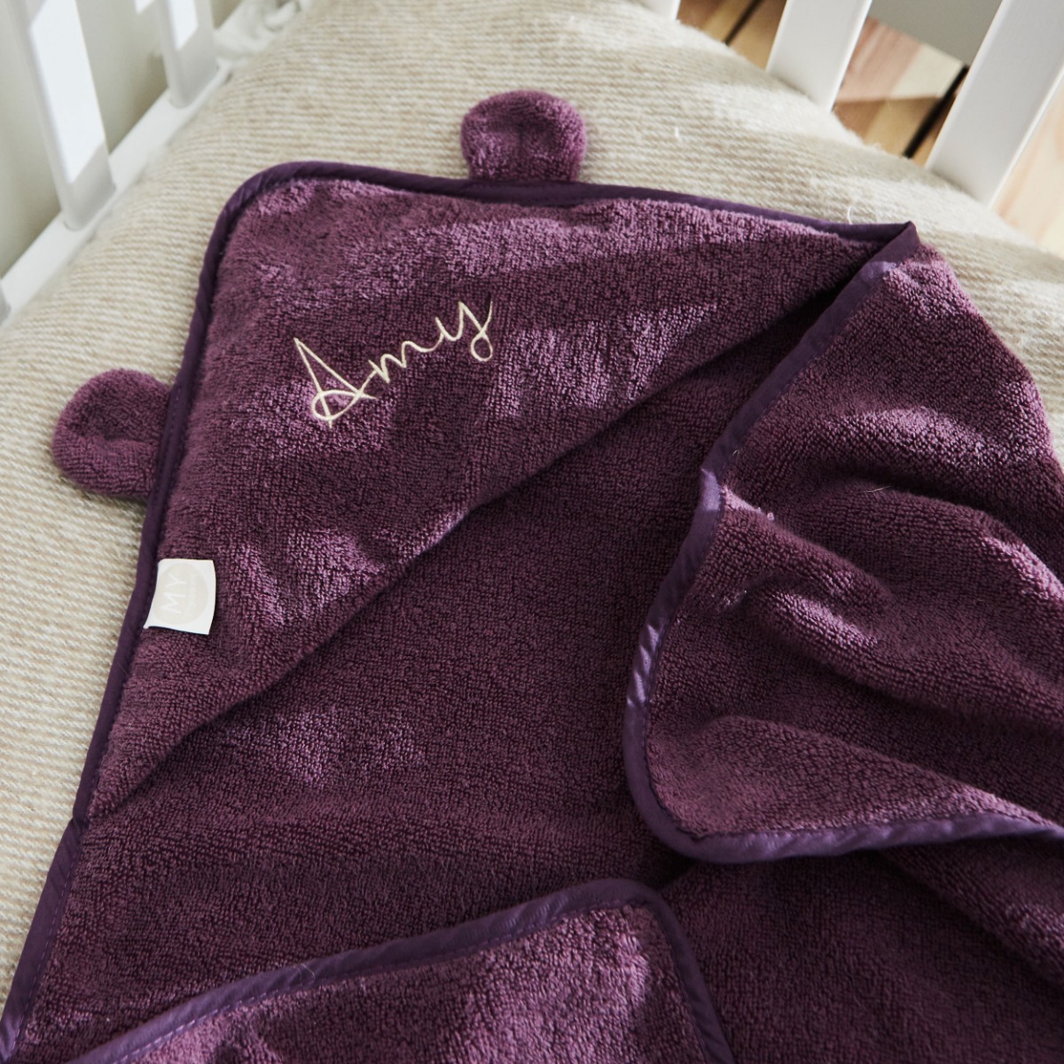 Personalised Plum Hooded Towel