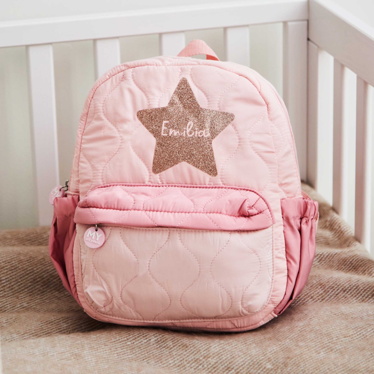 Personalised Star Quilted Medium Backpack