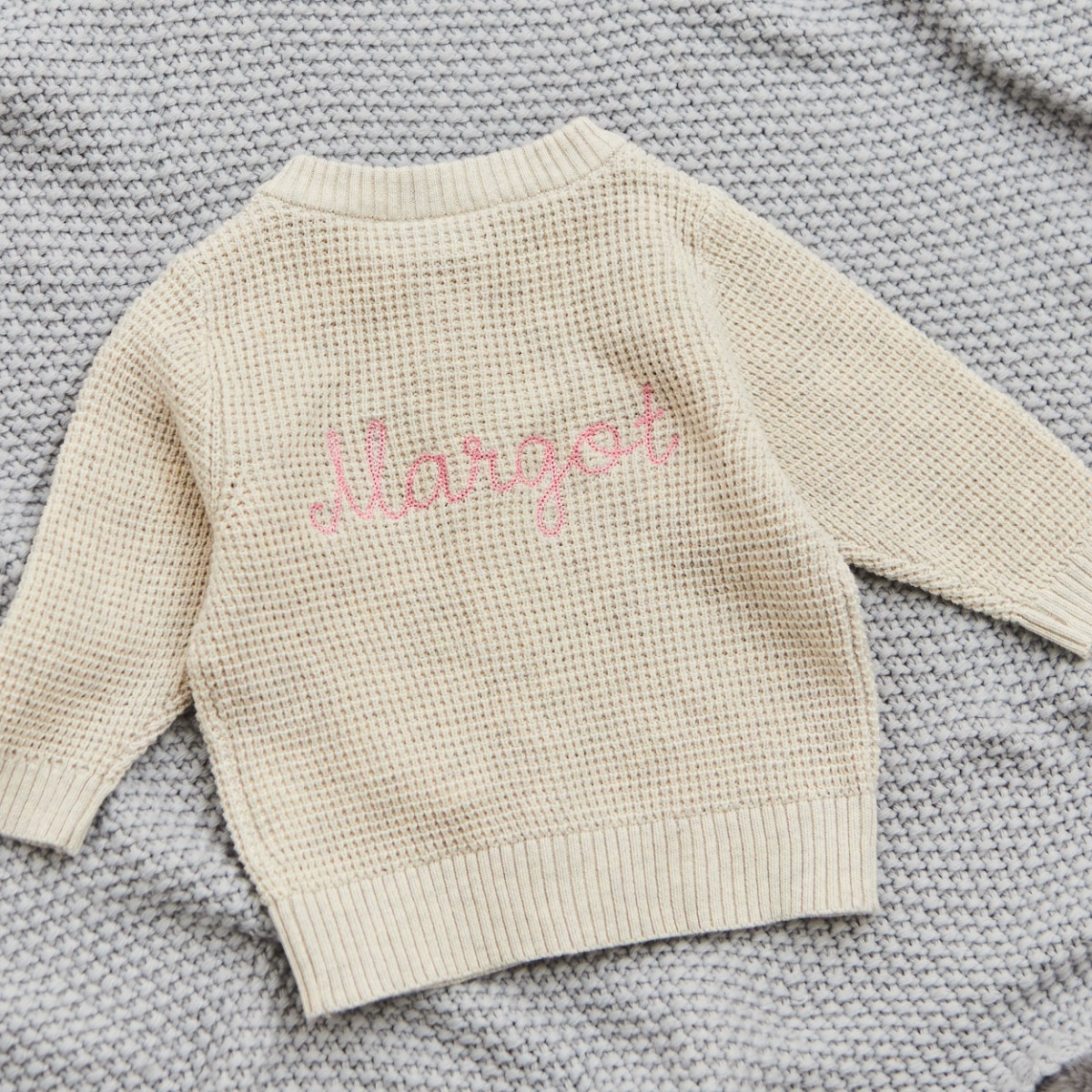 Personalised Oatmeal Button Cardigan by Name It