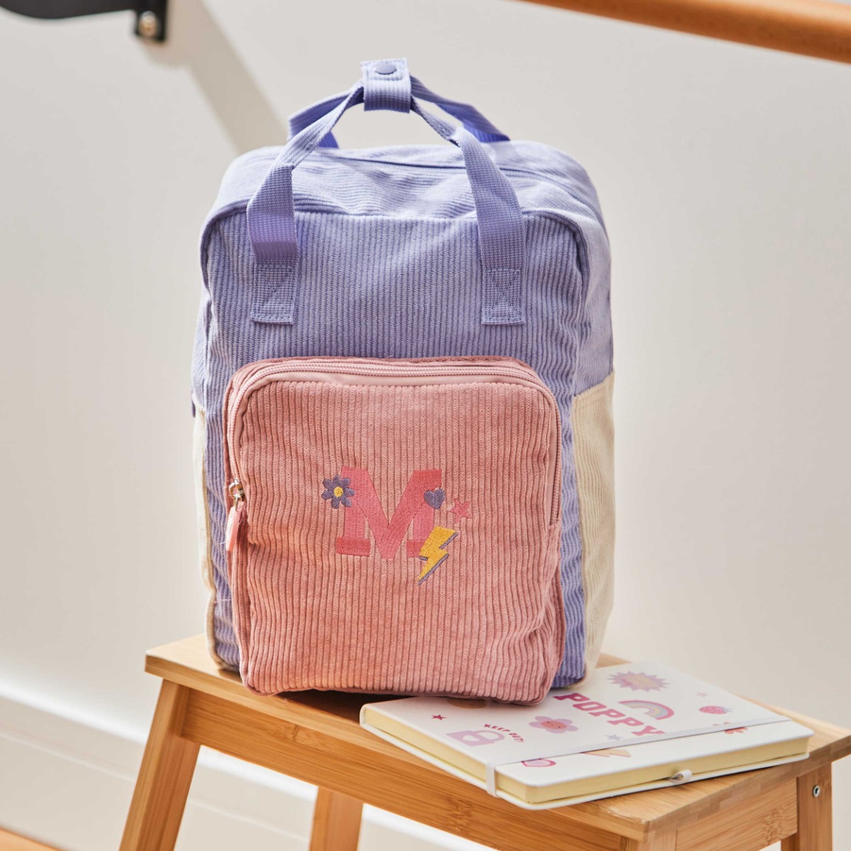 Personalised Initial Cord Backpack with Grab Handle