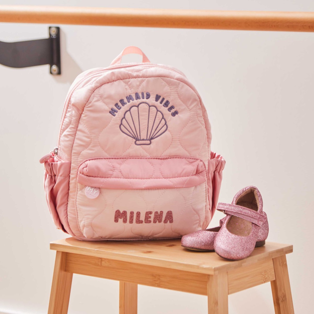 Personalised Mermaid Quilted Medium Backpack