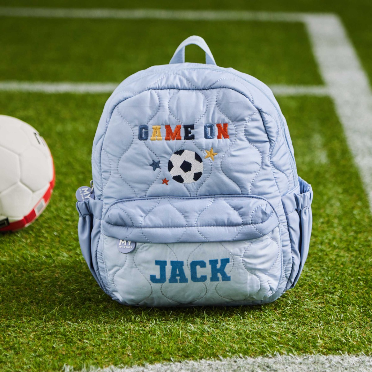 Personalised Game On Quilted Medium Backpack