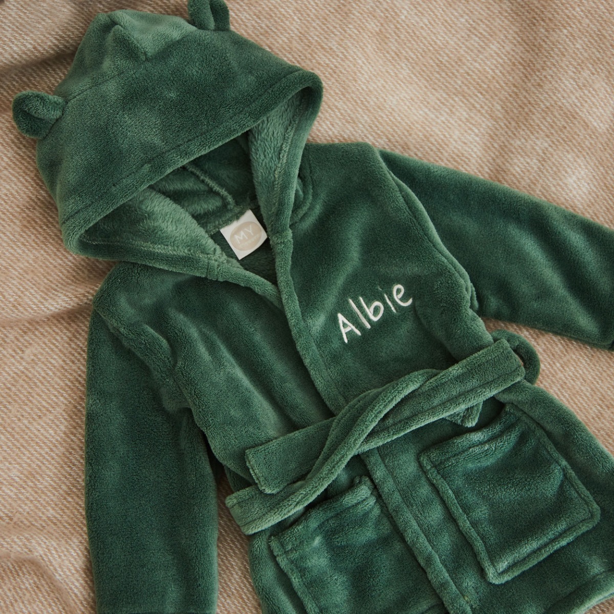 Personalised Forest Fleece Robe With Ears