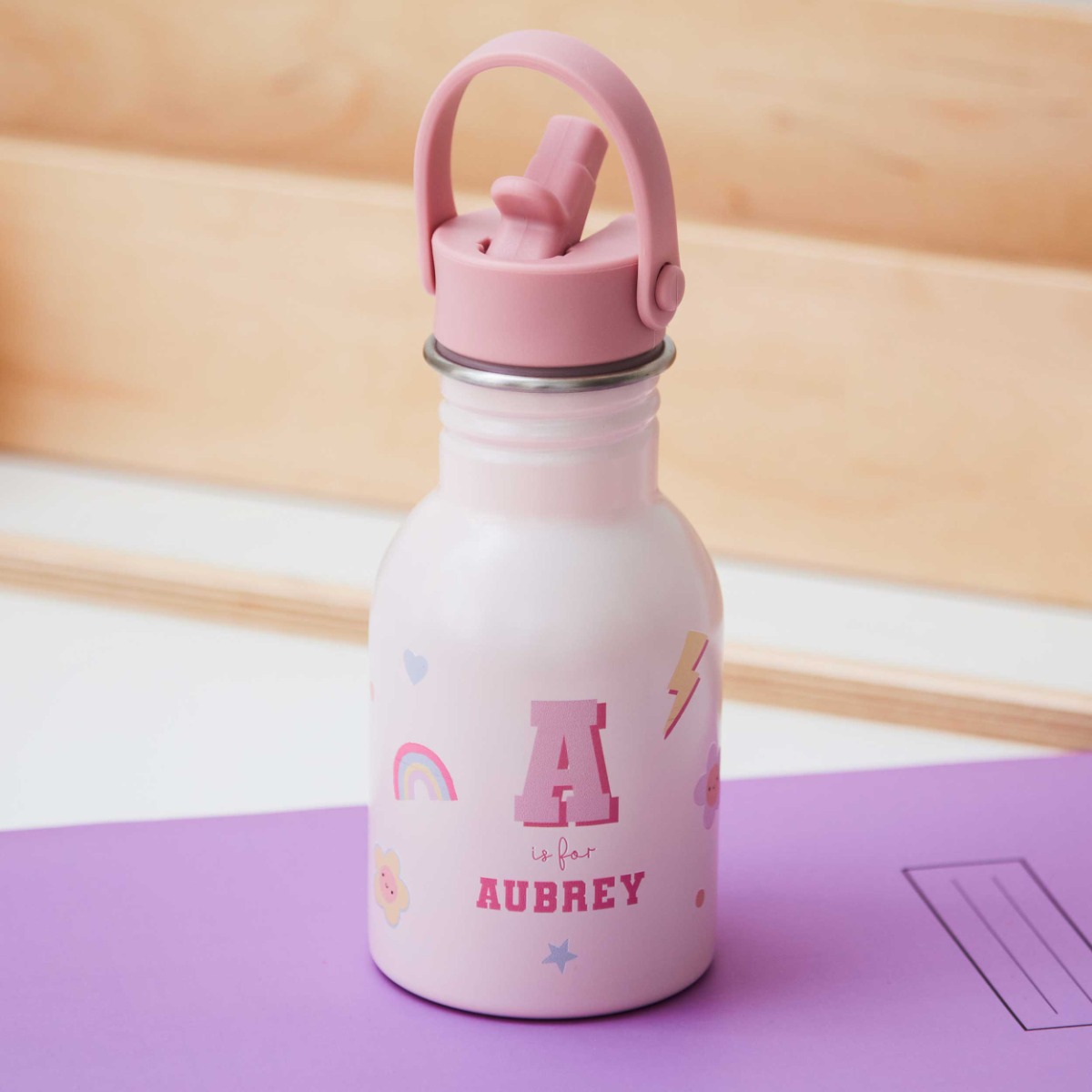 Personalised Cartoon Initial Water Bottle