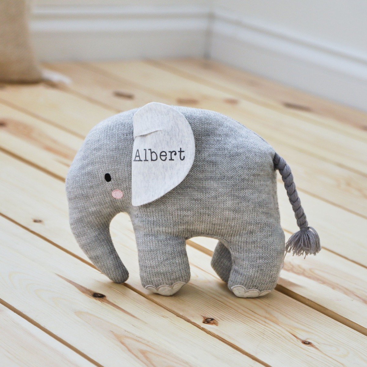 Personalised Knitted Elephant Soft Toy