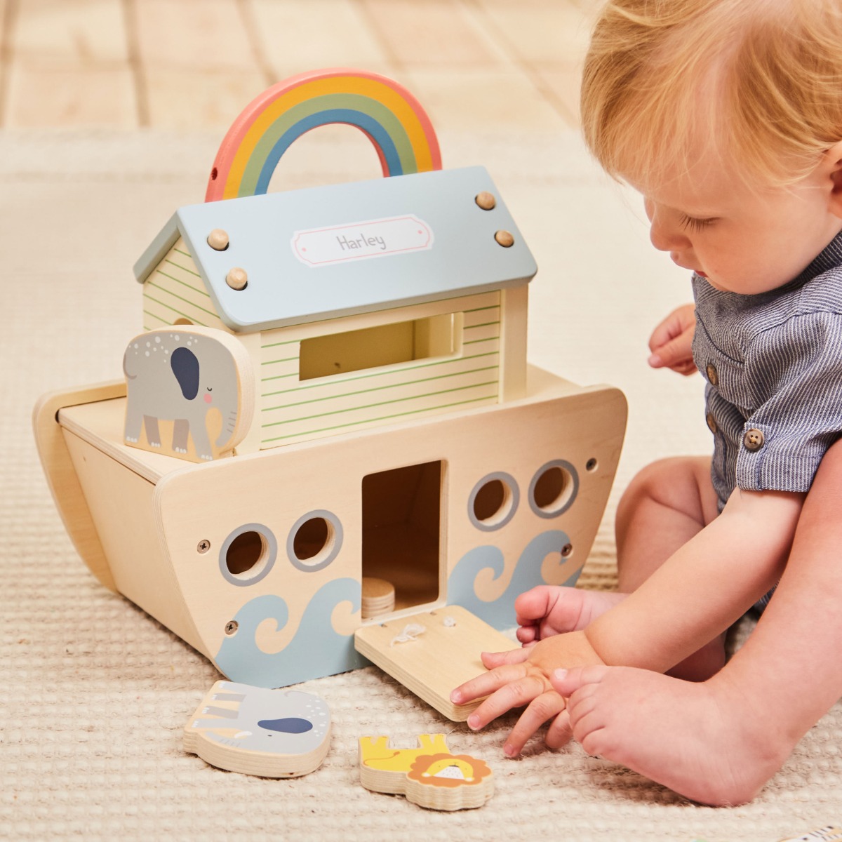 Personalised Wooden Animal Ark Play Set