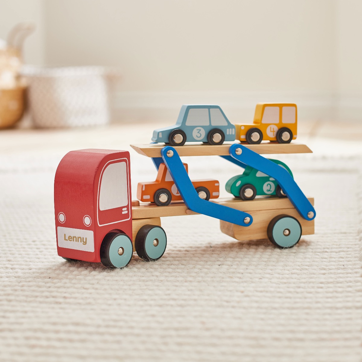 Personalised Wooden Transporter Lorry Toy