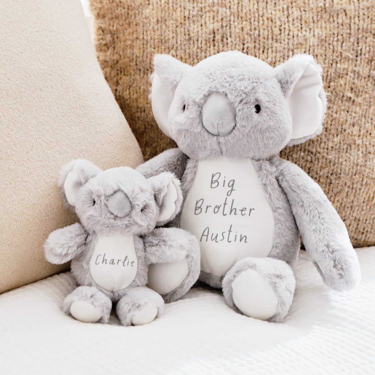 Personalised Koala Baby Plush Toy Sibling Set