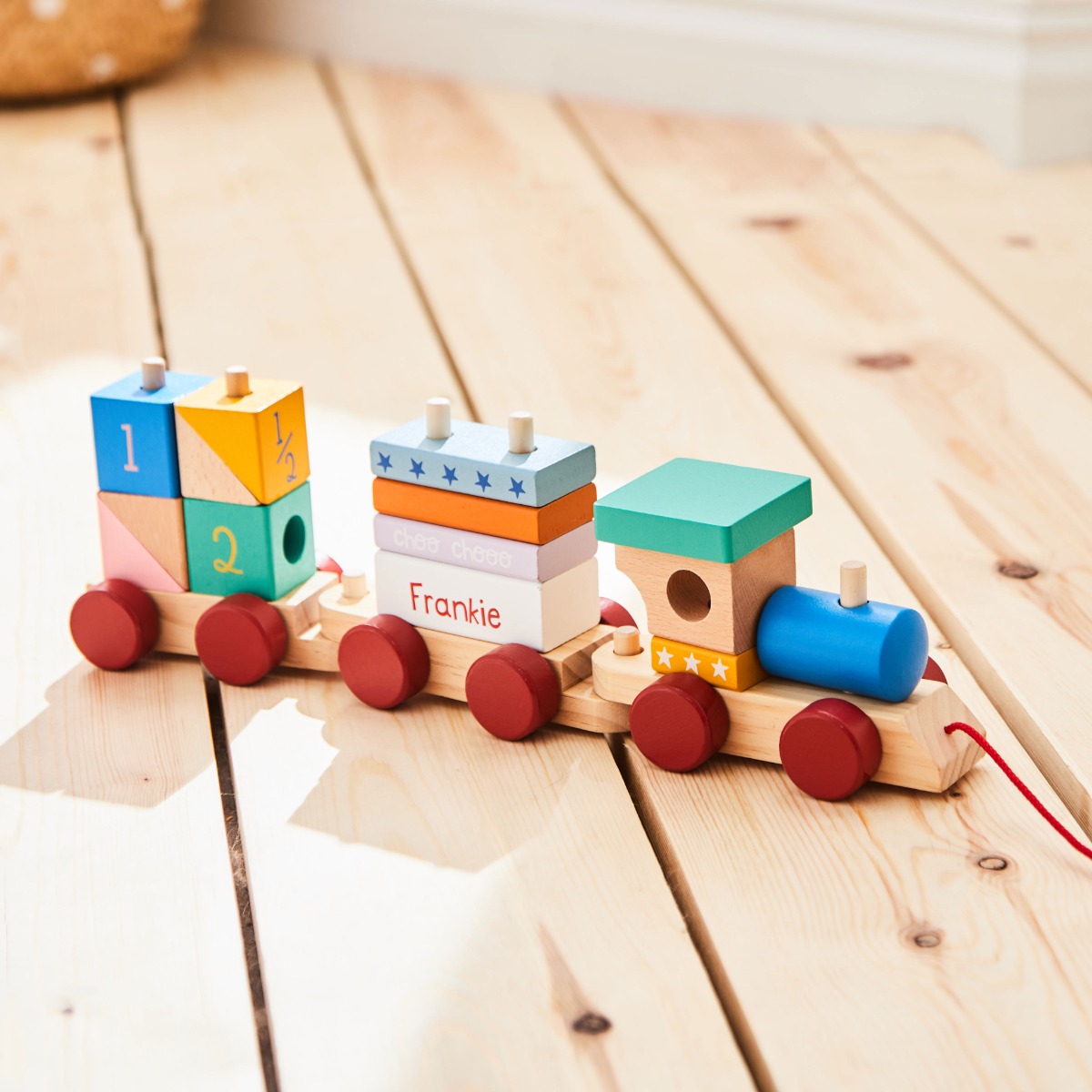 Personalised Primary Colour Wooden Pull-Along Train