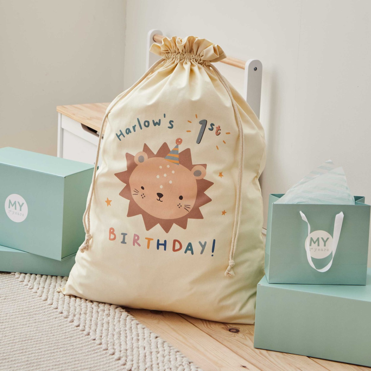 Personalised Safari 1st Birthday Sack