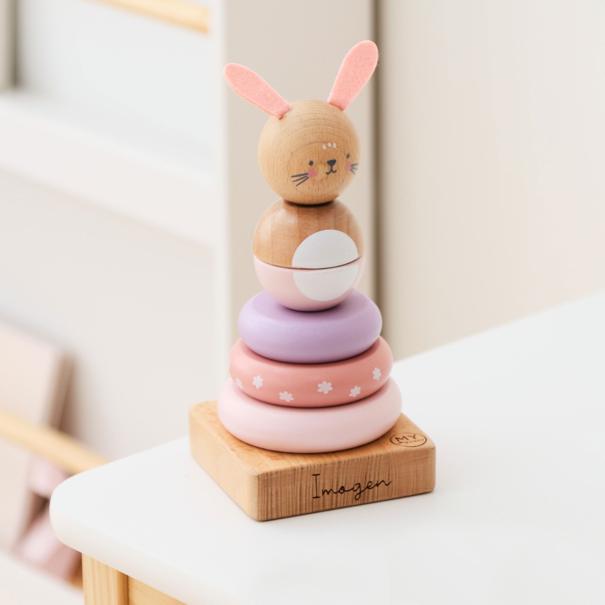 Personalised Wooden Bunny Stacker Toy