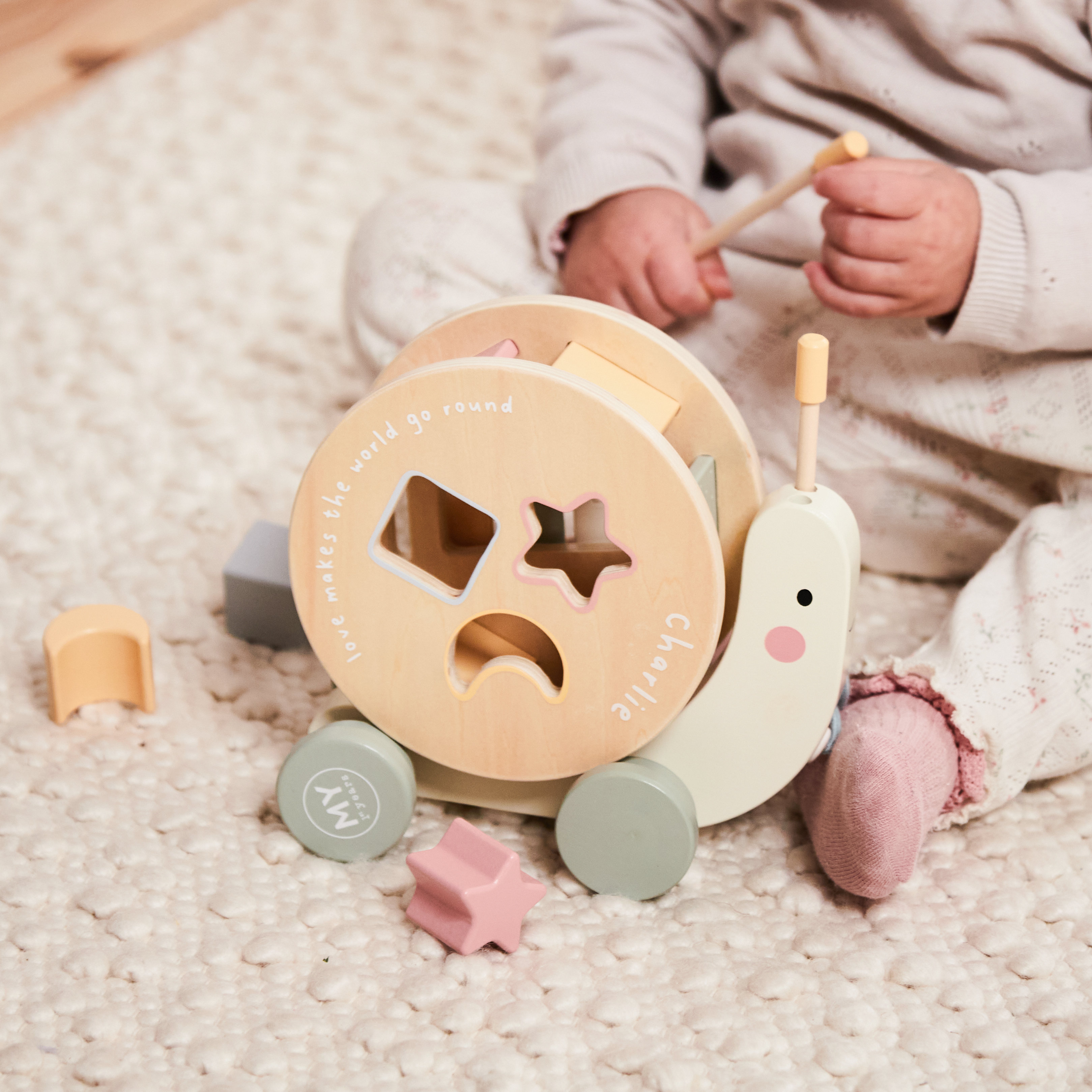 Personalised Snail Wooden Pull-Along Shape Sorter