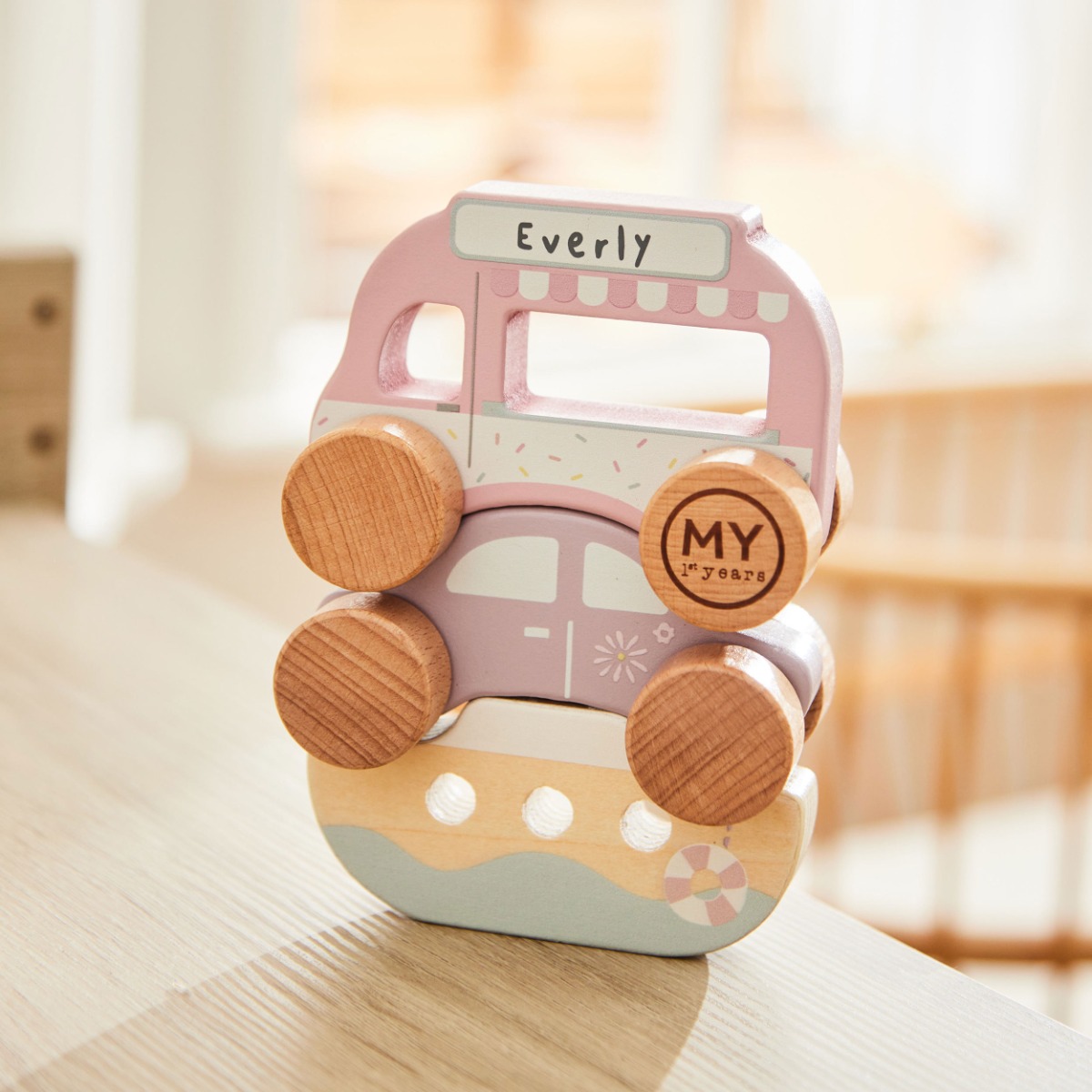 Personalised Wooden Stacking Vehicles