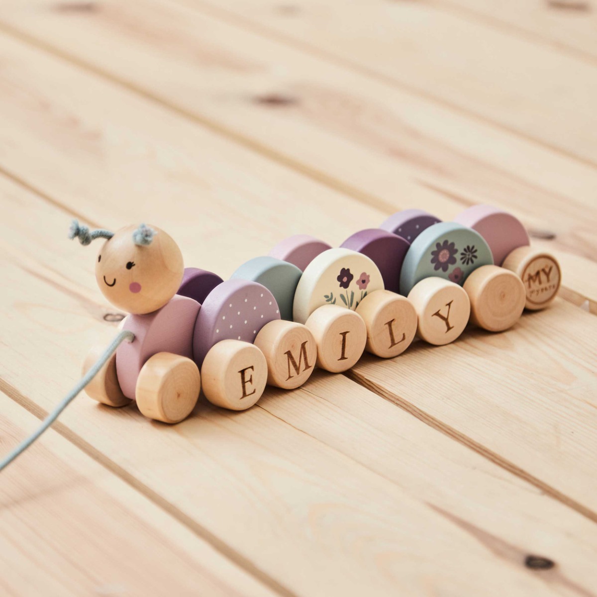 Personalised Pull Along Caterpillar