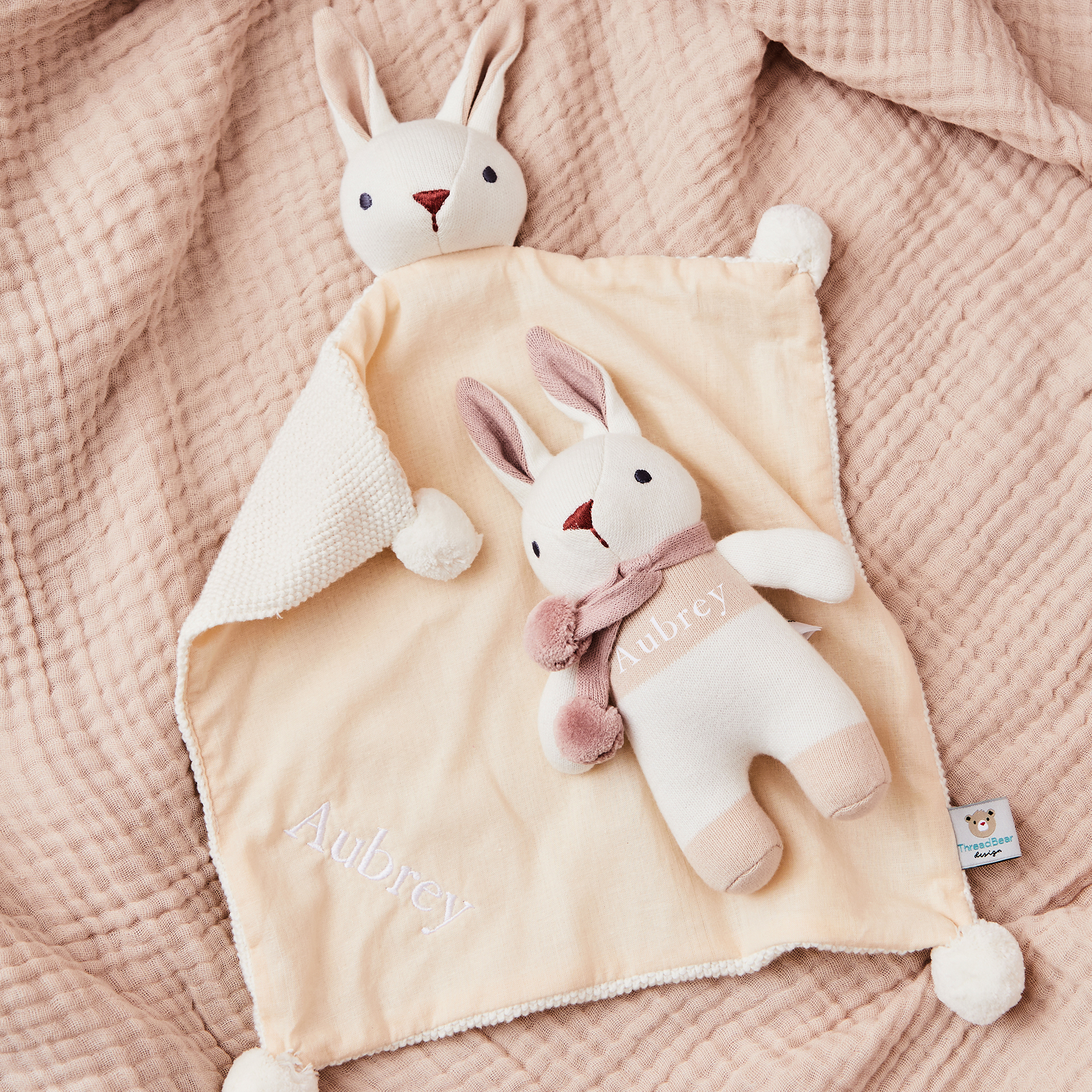 Personalised Threadbear Bunny Toy Comforter Set