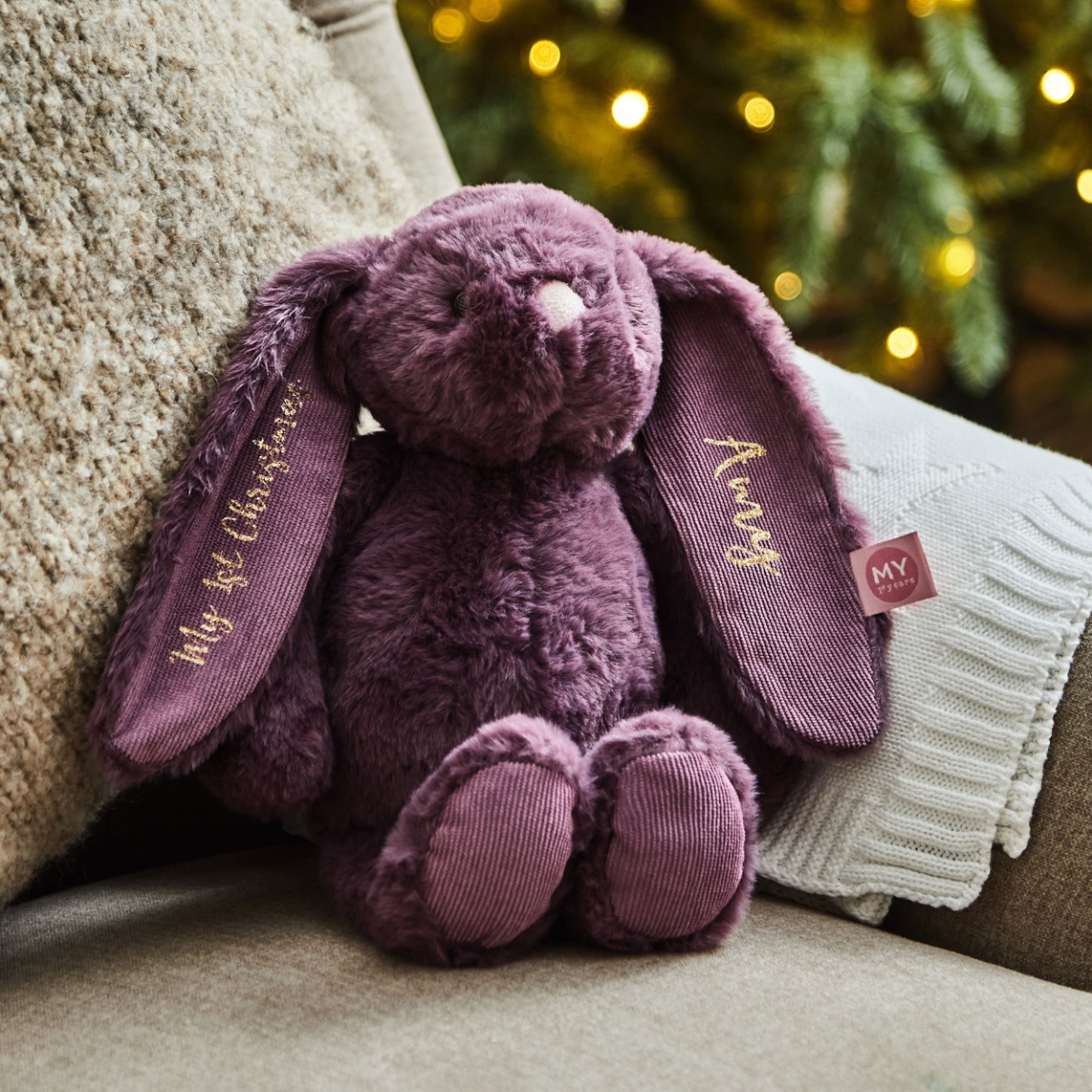 Personalised My 1st Christmas Plum Bunny