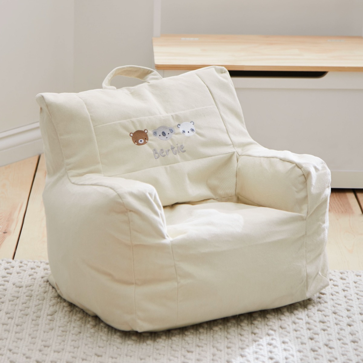 Personalised Mini Mono Ecru Cord Chair