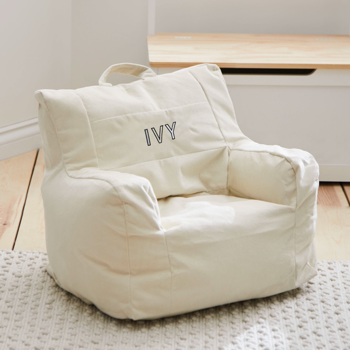 Personalised Letter Patch Ecru Cord Chair