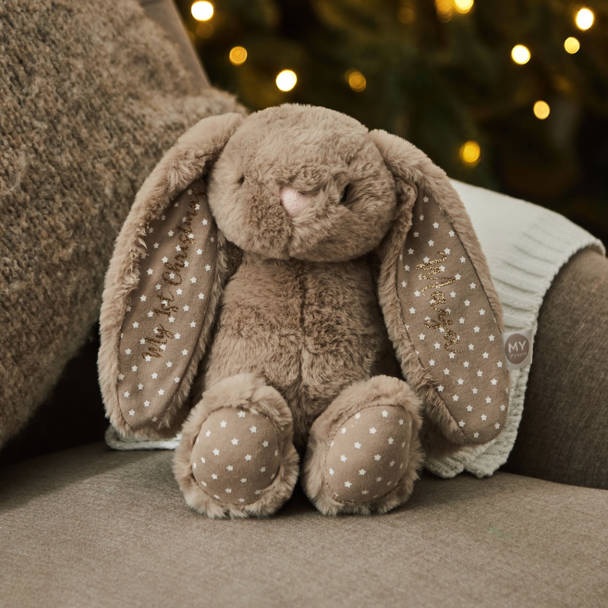 Personalised My 1st Christmas Taupe Bunny