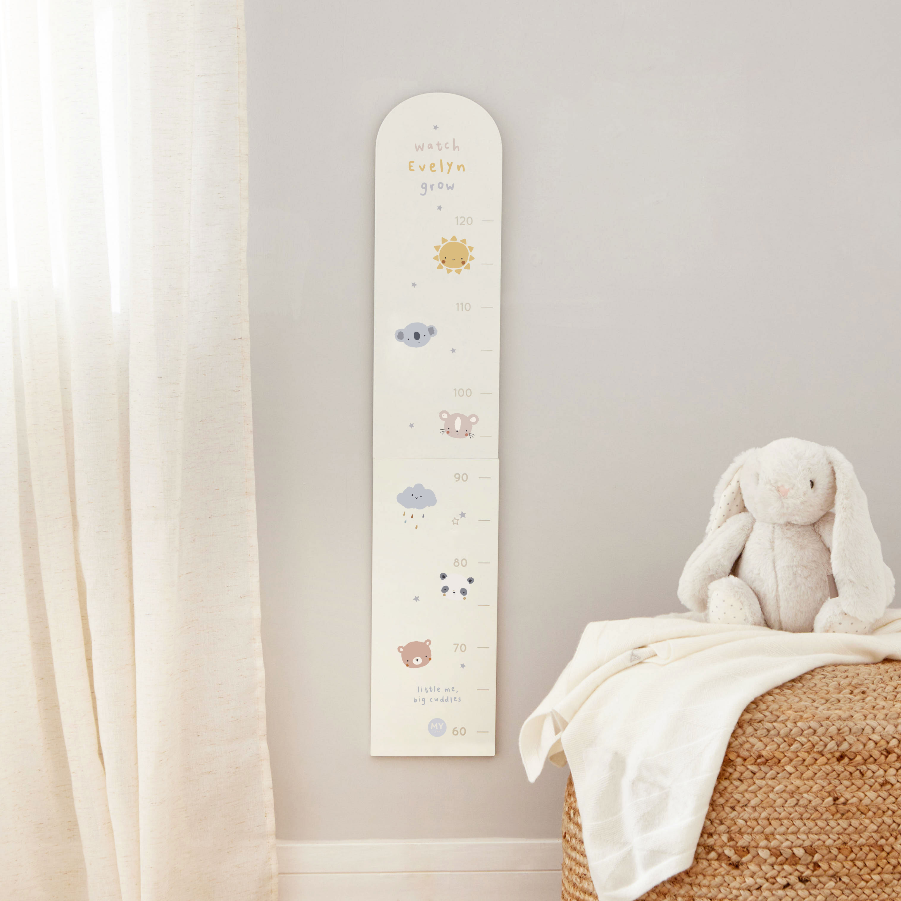 Personalised Mini Mono Animal Wooden Height Chart