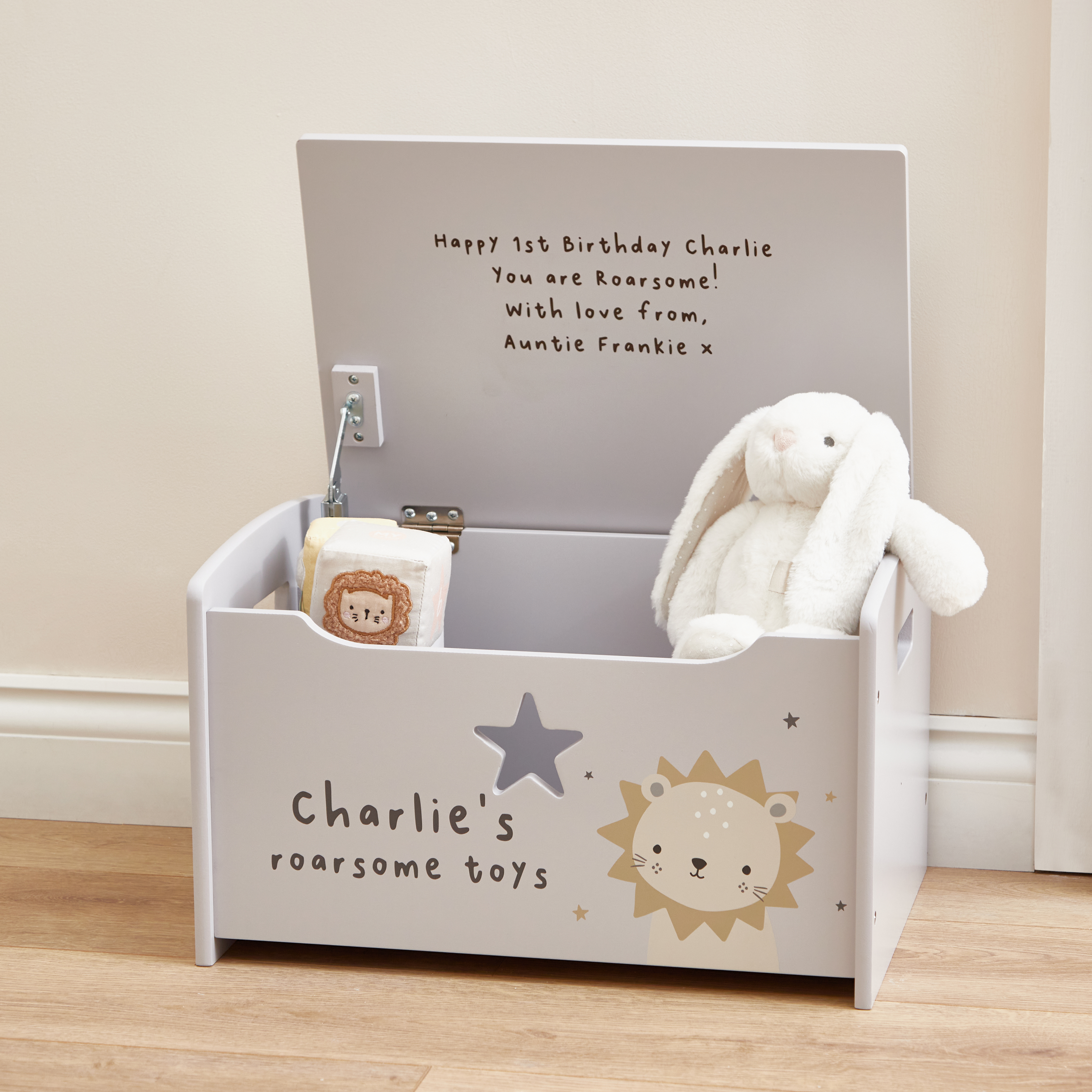 Personalised Small Lion Toy Box