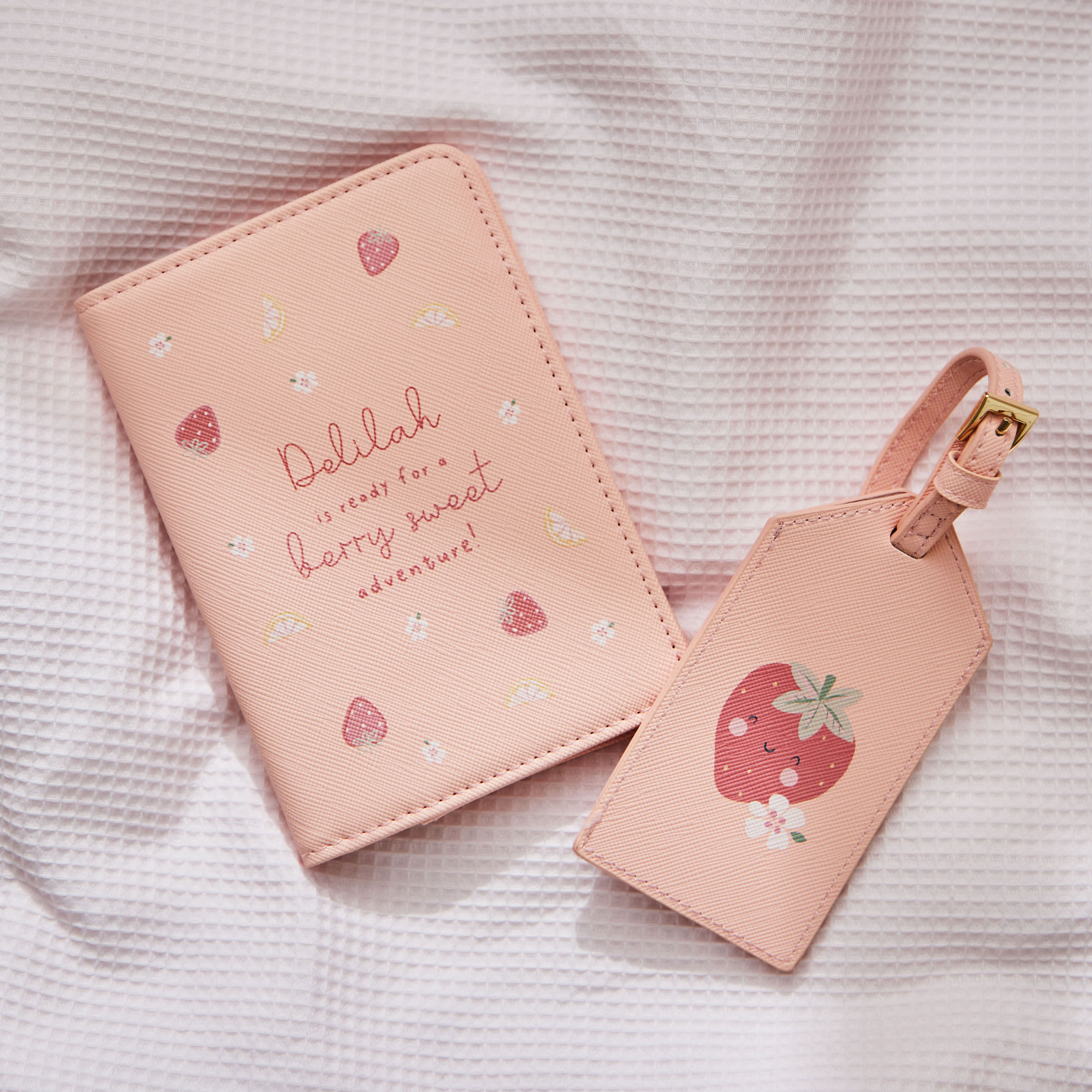 Personalised Berry Sweet Baby Passport Holder Luggage Tag Set