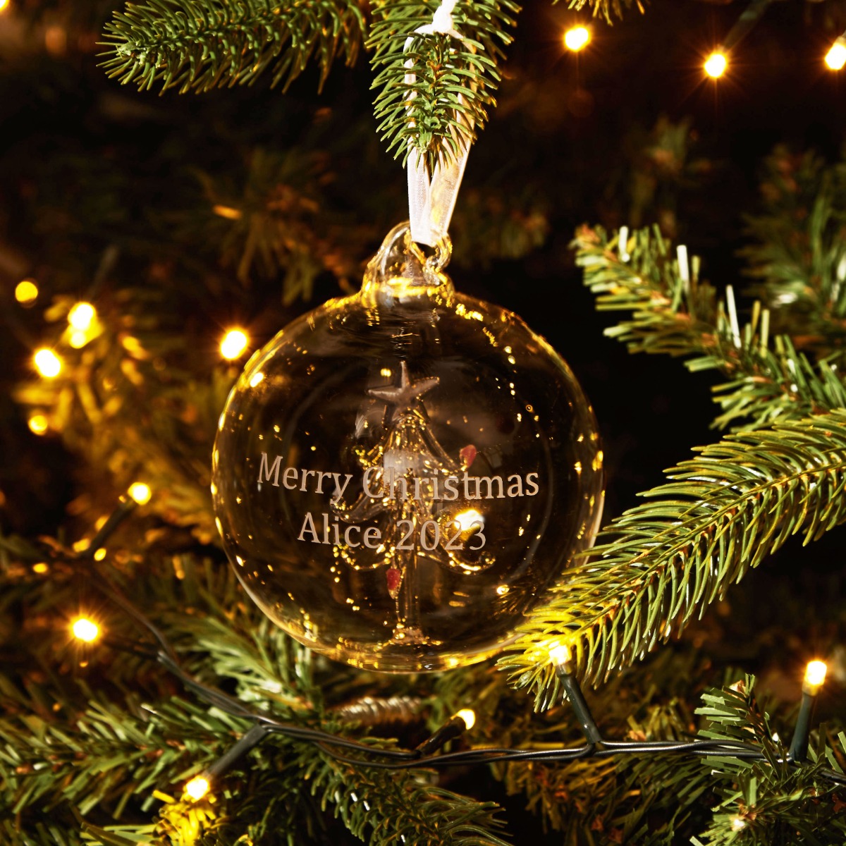 Personalised Glass Christmas Tree Bauble