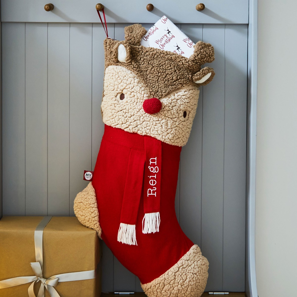 Personalised Large Reindeer Christmas Stocking