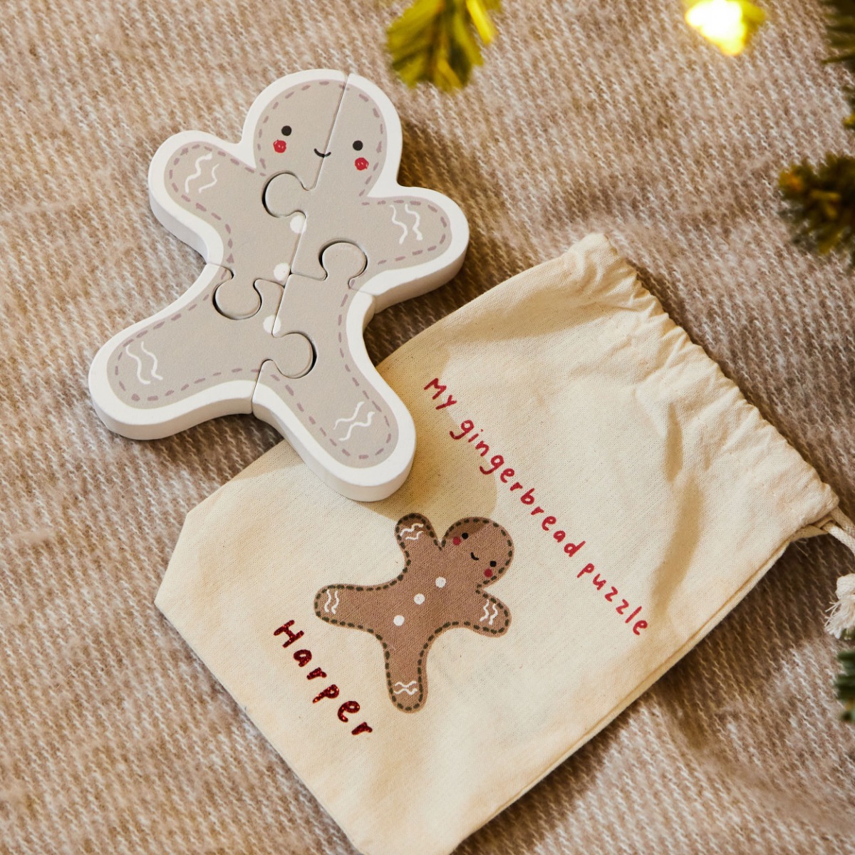 Personalised Gingerbread Wooden Puzzle FSC