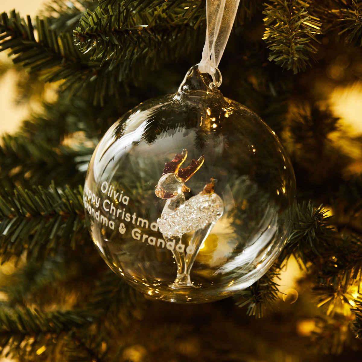 Personalised Glass Reindeer Bauble