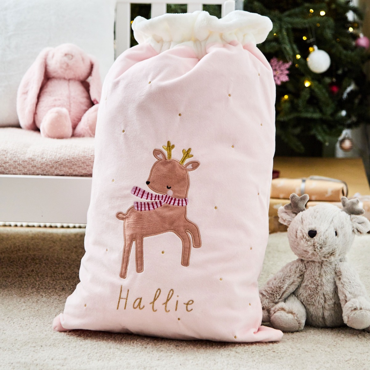 Personalised Christmas Reindeer Gift Sack