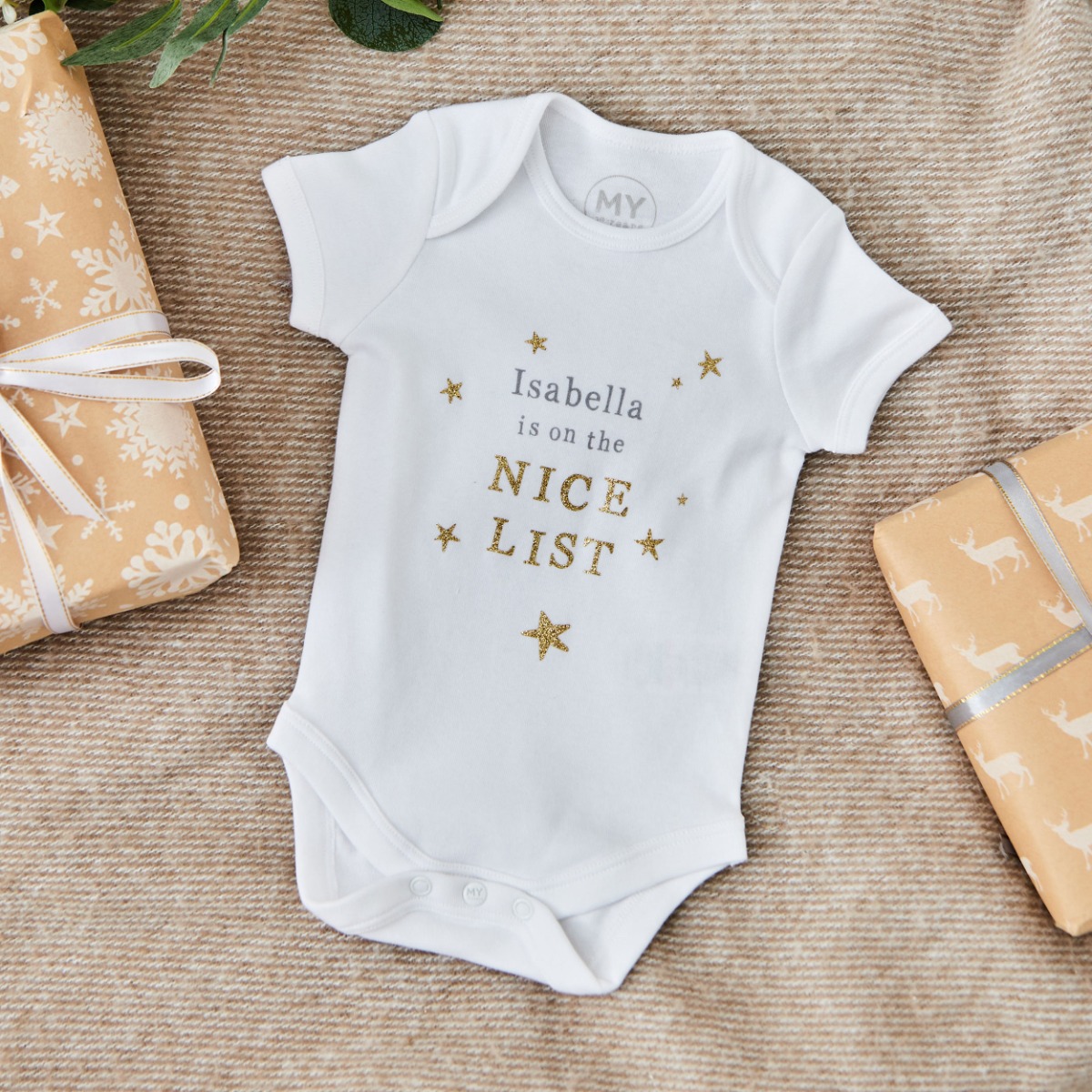 Personalised Christmas Nice List Bodysuit