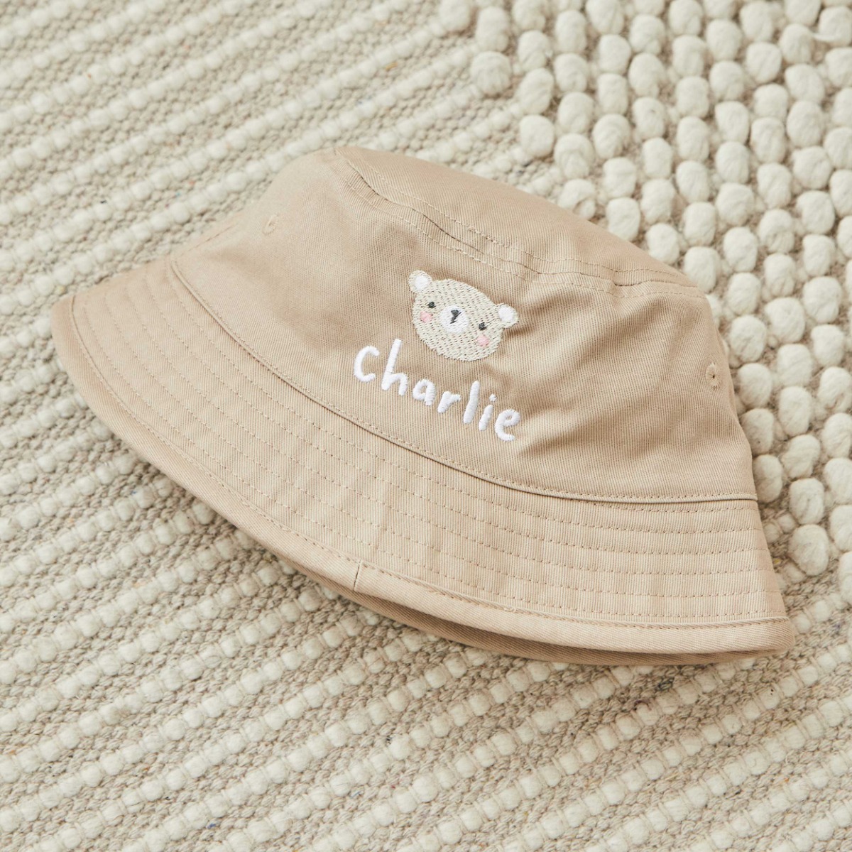 Personalised Bear Brown Bucket Hat