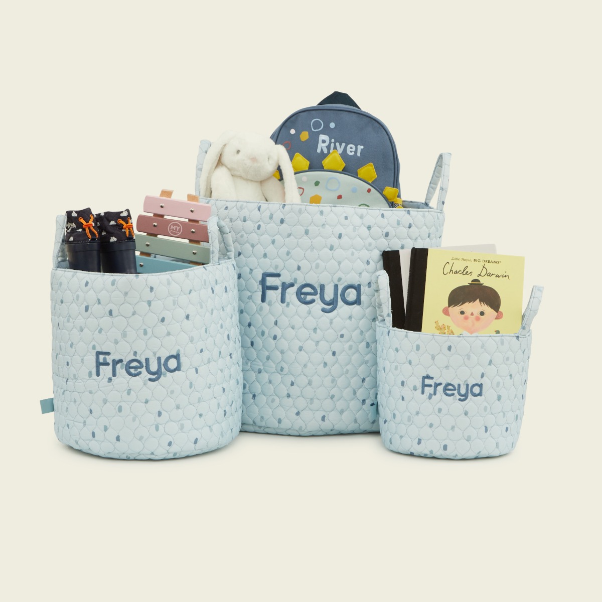 Personalised Polka Dot Storage Bag Set 3 Pack