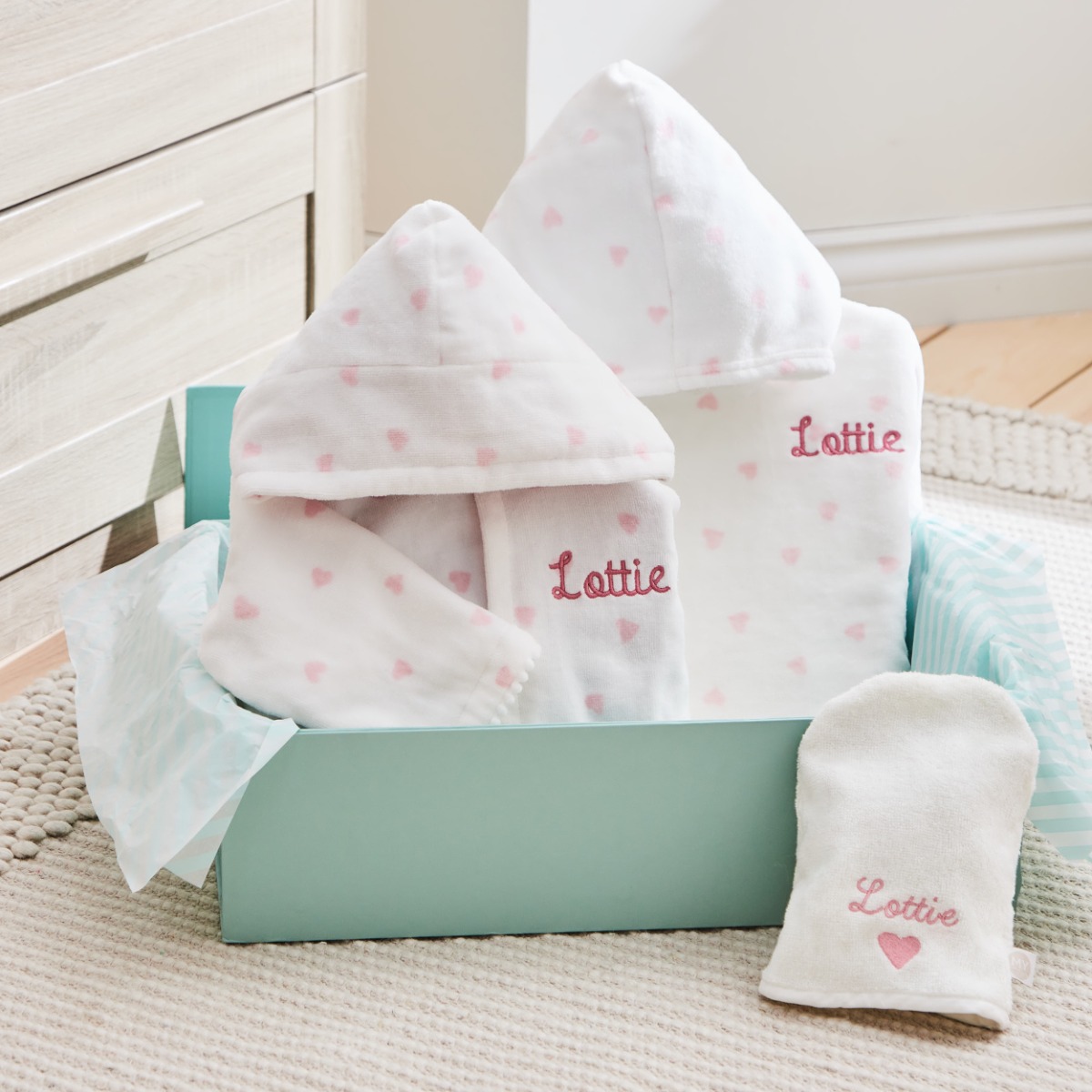 Personalised Heart Bathtime Gift Set