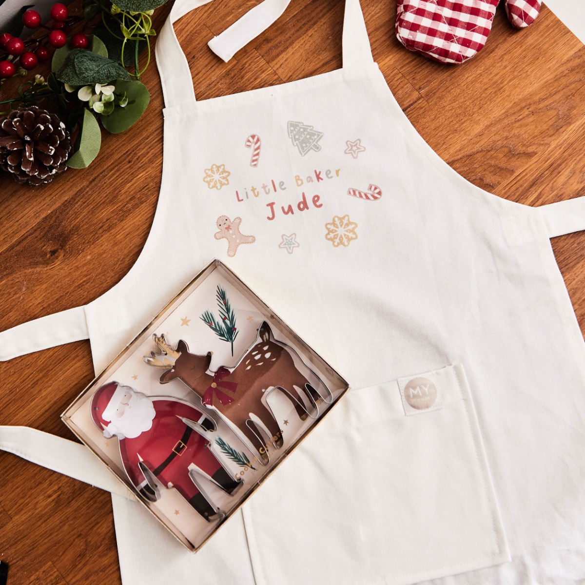 Christmas Cookie Cutter and Personalised Apron Set