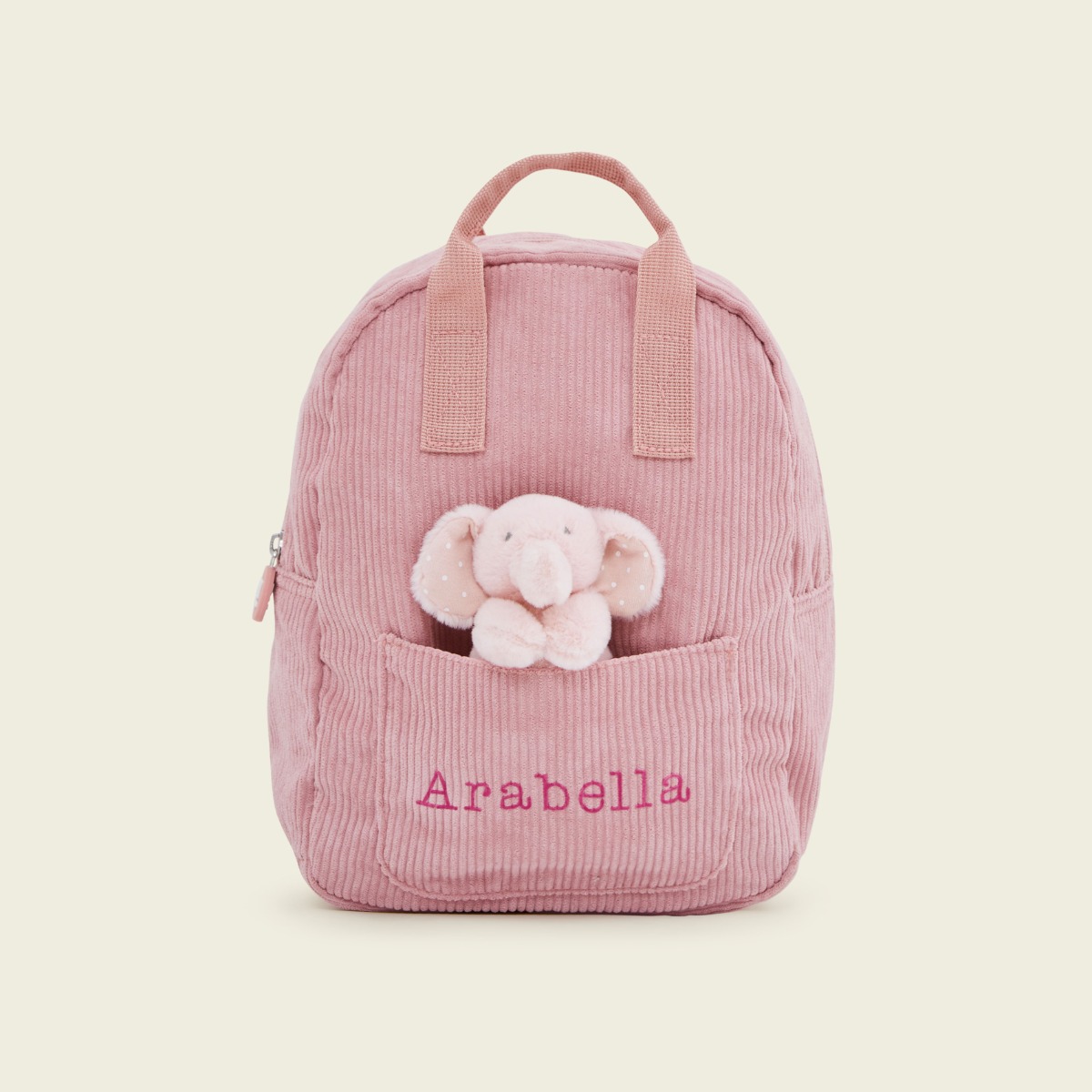 Personalised Cord Mini Backpack and Elephant Toy